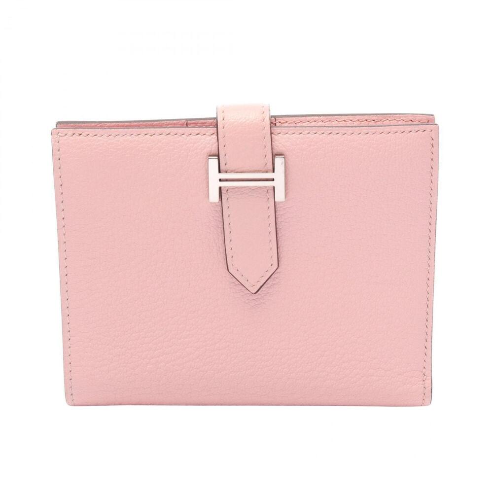 Hermes Bearn Compact Bi-fold Wallet, Leather, Chevre Women's, Pink